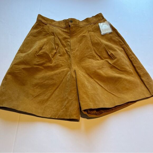 Michael Mims/Kathy Cole Suede Women's Pleated Shorts Lined Carmel Size Large
